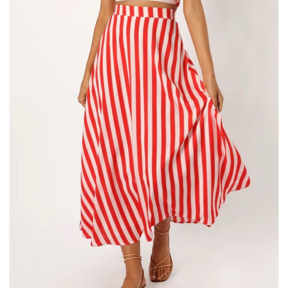 Petal & Pup ELIJAH Maxi Skirt Red & White Nwot Size XS